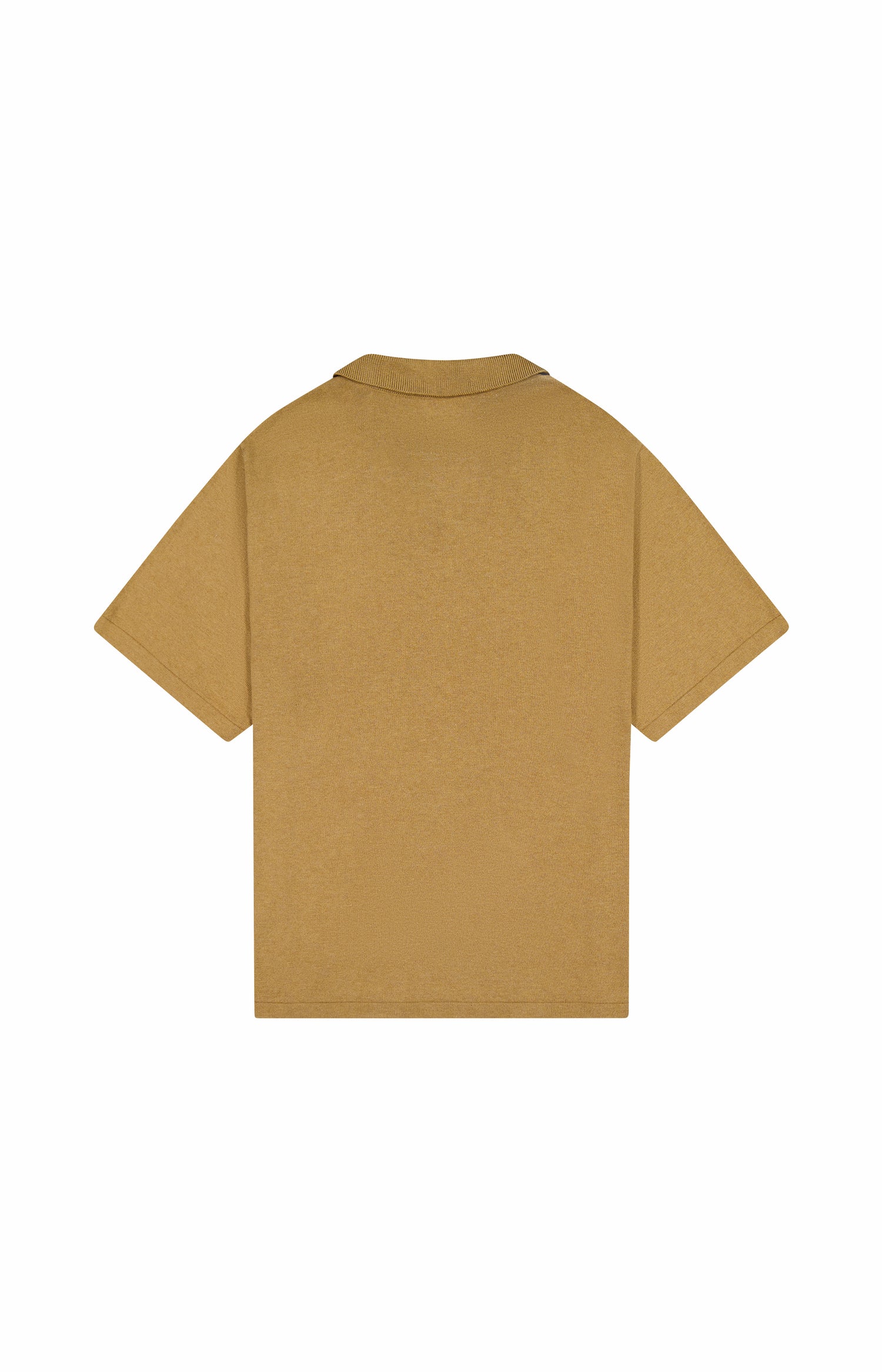 back view of caramel knit shirt